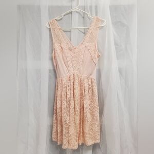 Light Pink Lace Sheer Short Dress Maurices Medium Date Girly Whimsical Flowy